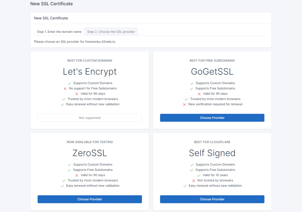 InfinityFree New SSL Certificates